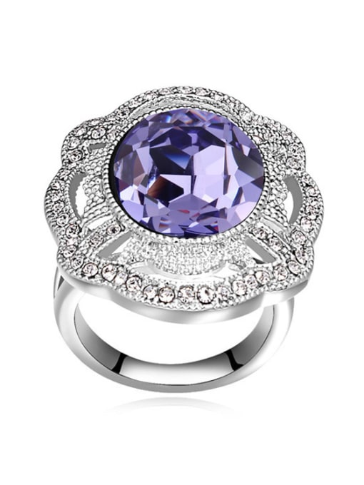 purple Exaggerated Round austrian Crystals Alloy Ring