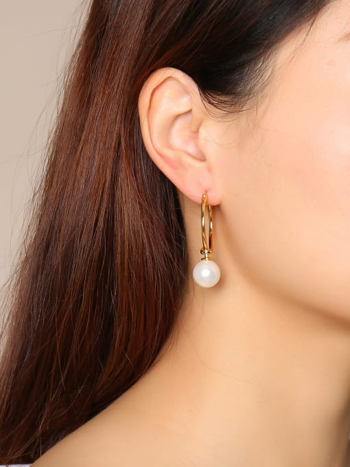 CONG Stainless Steel With Gold Plated Simplistic Round Clip On Earrings 1