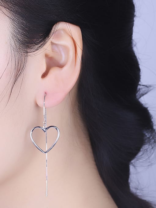 One Silver All-match Heart Shaped Line Earrings 1