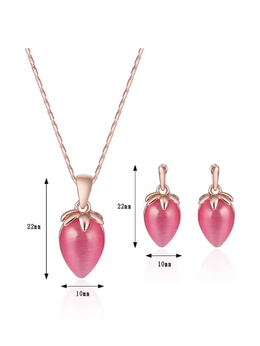 BESTIE Alloy Rose Gold Plated Fashion Water Drop shaped Artificial Stones Two Pieces Jewelry Set 2