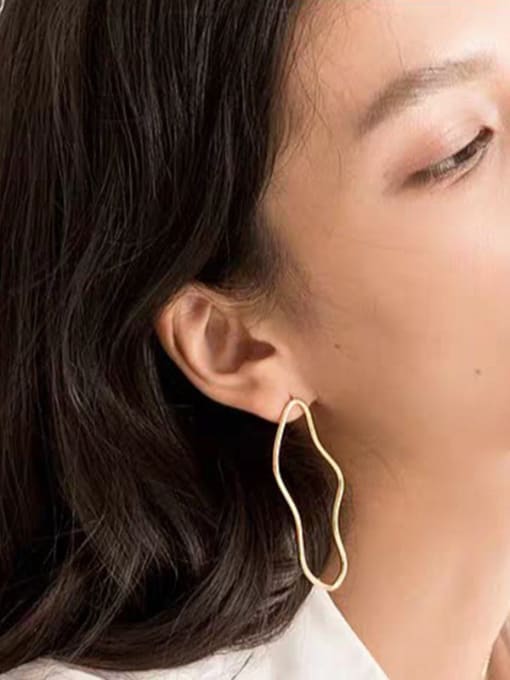 My Model Copper With Gold Plated Simplistic Irregular, Asymmetrical Geometric Drop Earrings 1