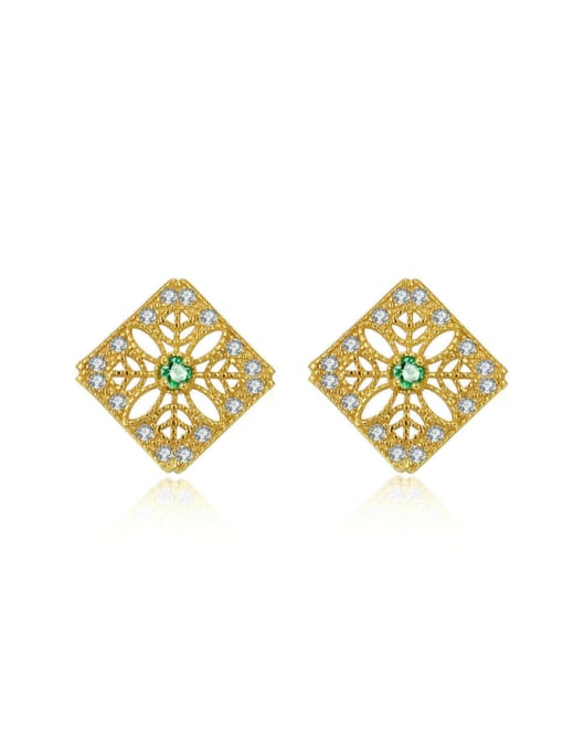 ZK Simple Classical Women Square Stud Earrings with Zircons 0