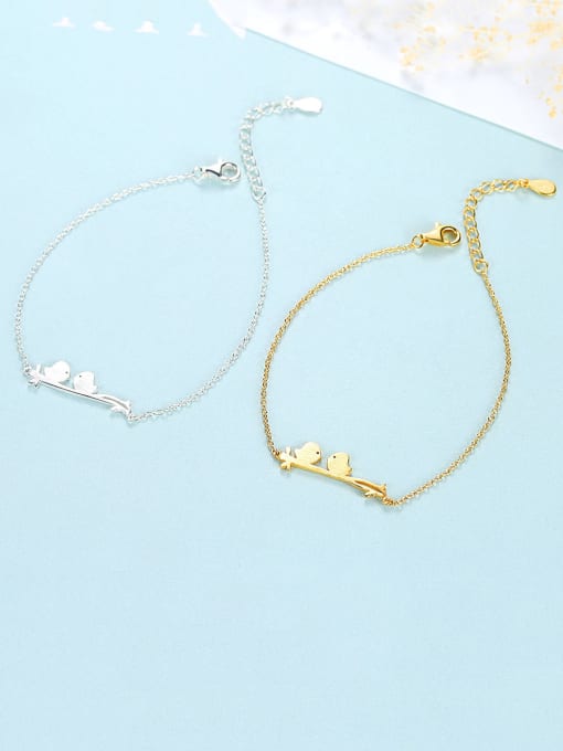 CCUI 925 Sterling Silver With Gold Plated Simplistic Little Bird Bracelets 2