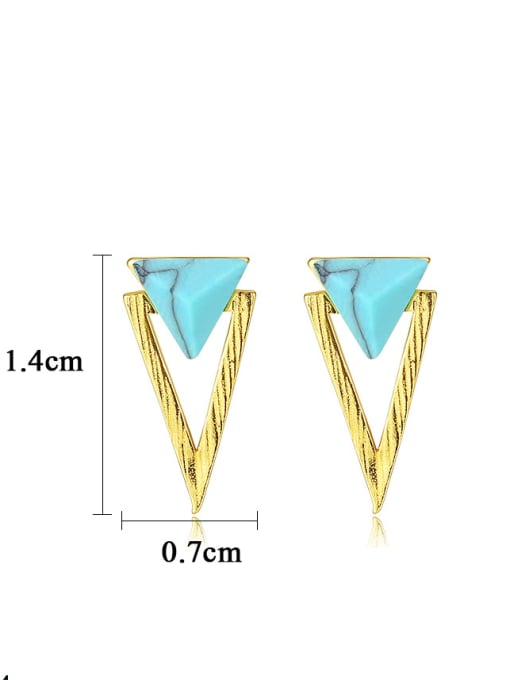 CCUI 925 Sterling Silver With Turquoise Simplistic Triangle Stud Earrings 3