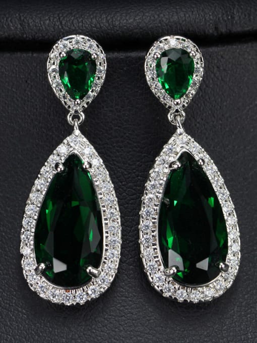 Green Shining Evening Party Drop Cluster earring