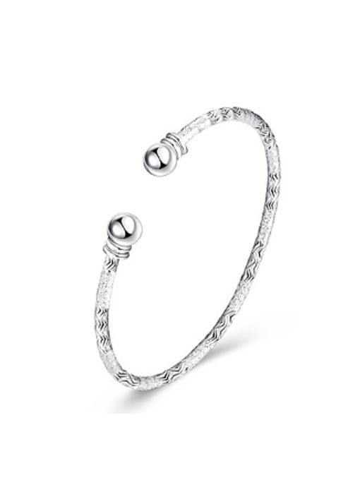 OUXI Simple Silver Plated Women Opening Bangle