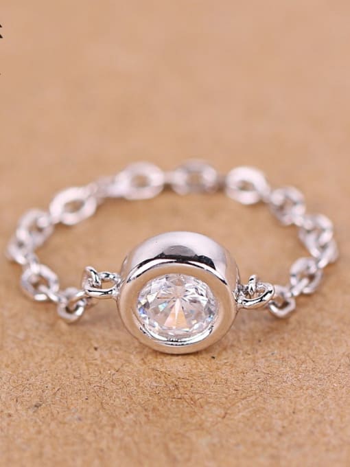 Peng Yuan Personalized Silver Zircon Chain Ring 0