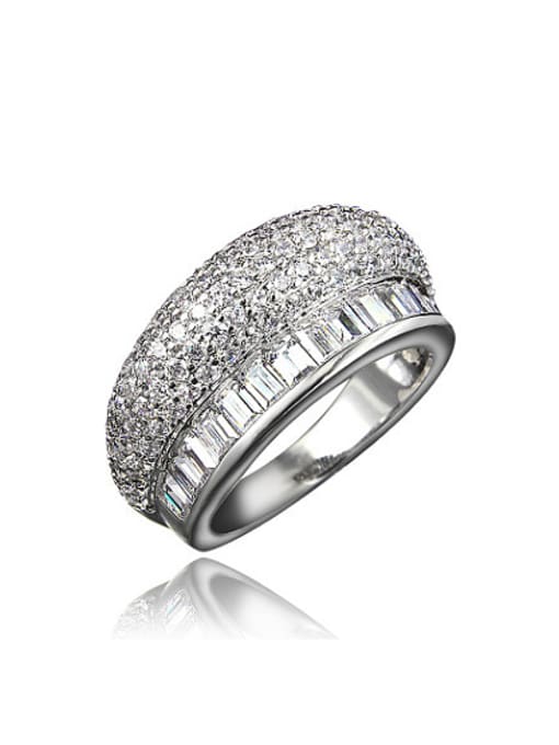 6# Personality Geometric Zircon Platinum Plated Ring