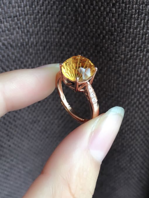 Deli Fashion Rose Gold Plated Citrine Gemstone Engagement Ring 1
