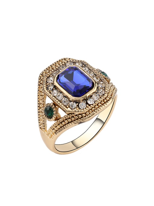 Gujin Exaggerated Crystals Gold Plated Alloy Ring 0