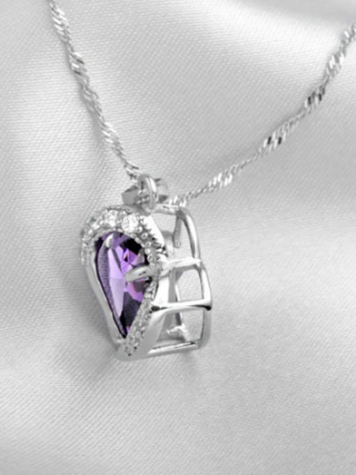 RANSSI Fashion Heart Zircon Pendant Copper Necklace 3