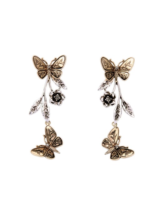 KM Fresh and Lovely Butterfly Alloy Drop Earings