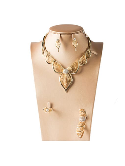Lan Fu Fashion Rhinestones Colorfast Four Pieces Jewelry Set 0