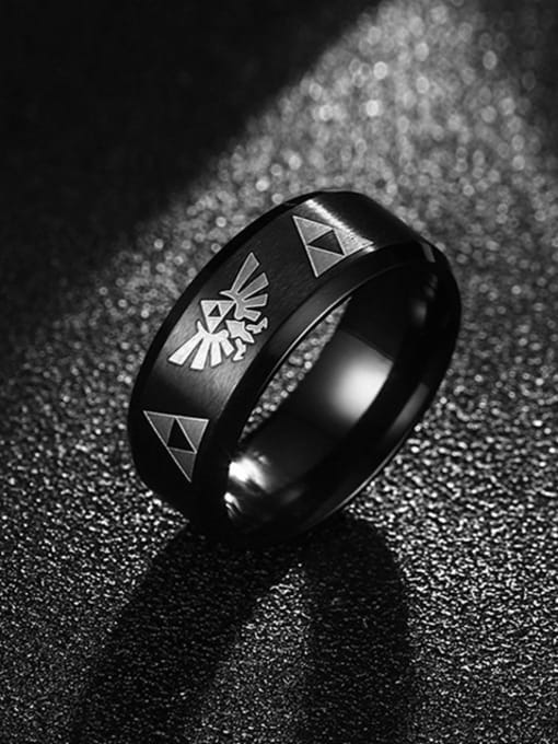 CONG Stainless Steel With Gun Plated Punk Band Triangle Zelda anime Rings 1