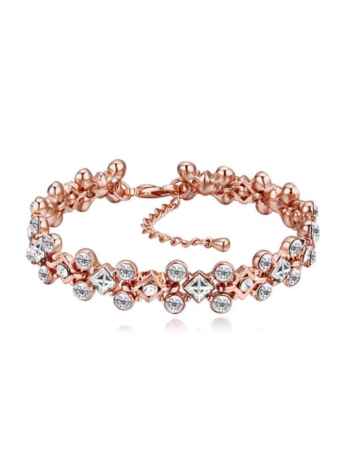 white Exquisite Shiny austrian Crystals Rose Gold Plated Bracelet