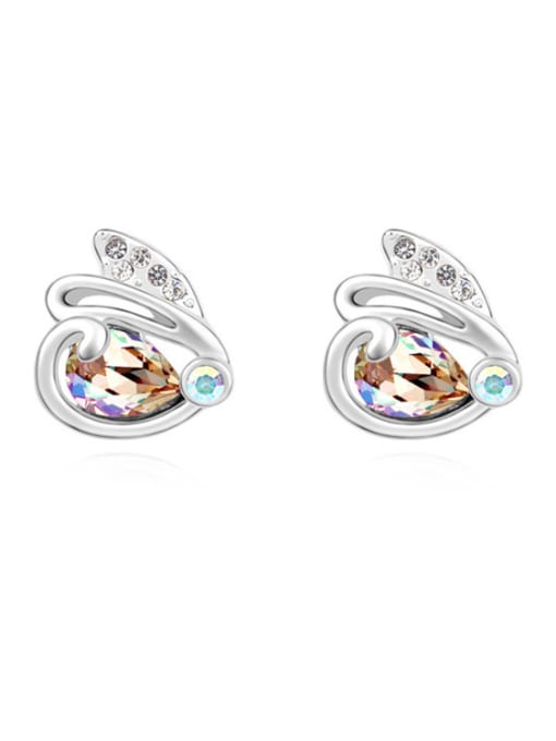 white Tiny Rabbit austrian Crystals Alloy Stud Earrings