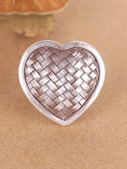 Peng Yuan Heart-shaped Woven Handmade Silver Ring 0