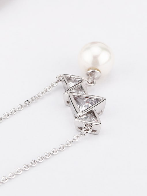 OUXI Fashion Triangle Zircon Artificial Pearl Necklace 1