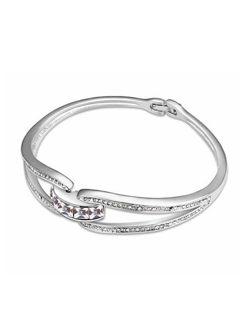 White Simple Little austrian Crystals Alloy Bangle