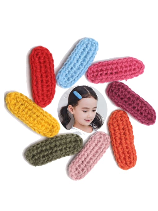 9# Kid's Hair Accessories:Multicolored knitting hairpin