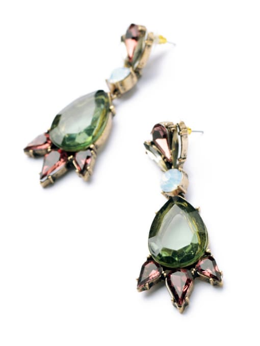 KM Irregular Glass Stones Alloy Drop Cluster earring 1
