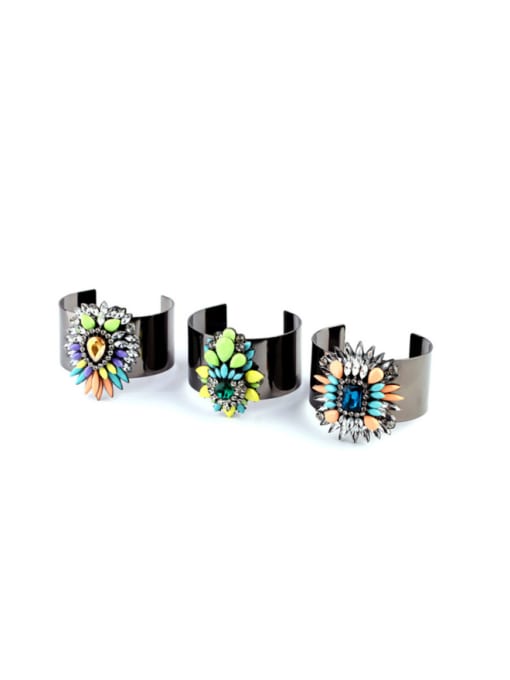 KM Colorful Flower Alloy Opening Bangle 3