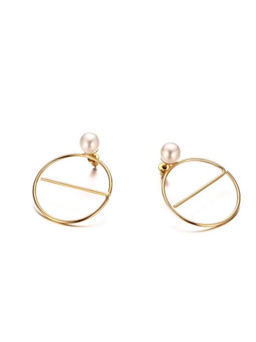 CONG Temperament Gold Plated Artificial Pearl Stud Earrings 0