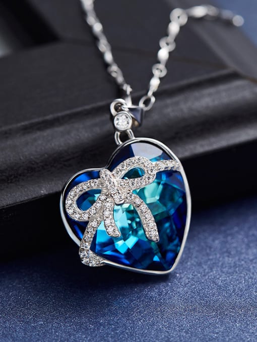 blue 2018 austrian Crystals Heart-shaped Necklace