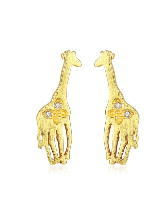CCUI 925 Sterling Silver With Cubic Zirconia Cute Animal giraffe Stud Earrings 0