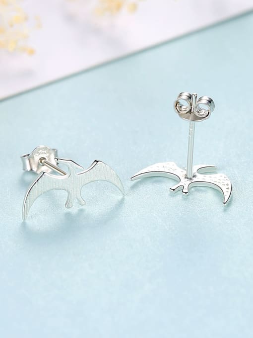 CCUI 925 Sterling Silver With Smooth Simplistic Little Swallow Stud Earrings 3