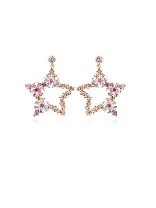 BLING SU Copper With Rose Gold Plated Delicate Geometric Drop Earrings