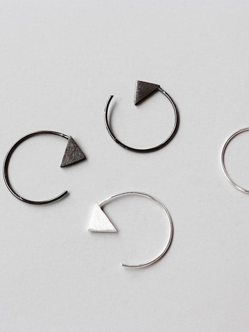 DAKA Sterling Silver Geometric Triangle Minimalist Brushed Earrings 0
