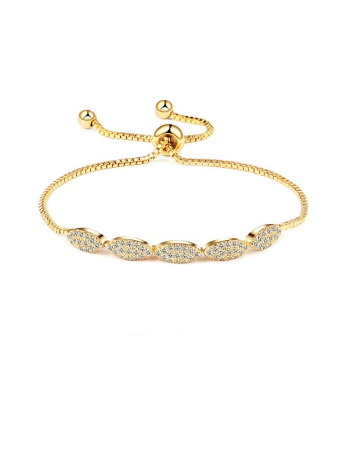 Champagne gold Copper With  Cubic Zirconia  Fashion Oval Bracelets