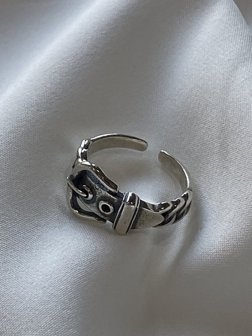 Boomer Cat 925 Sterling Silver With Antique Silver Plated Vintage Irregular Free Size Rings 2
