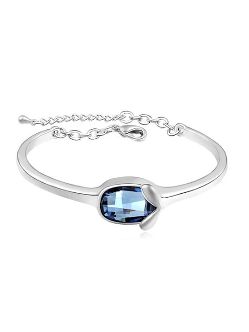 royal blue Simple Oval austrian Crystal Alloy Bracelet