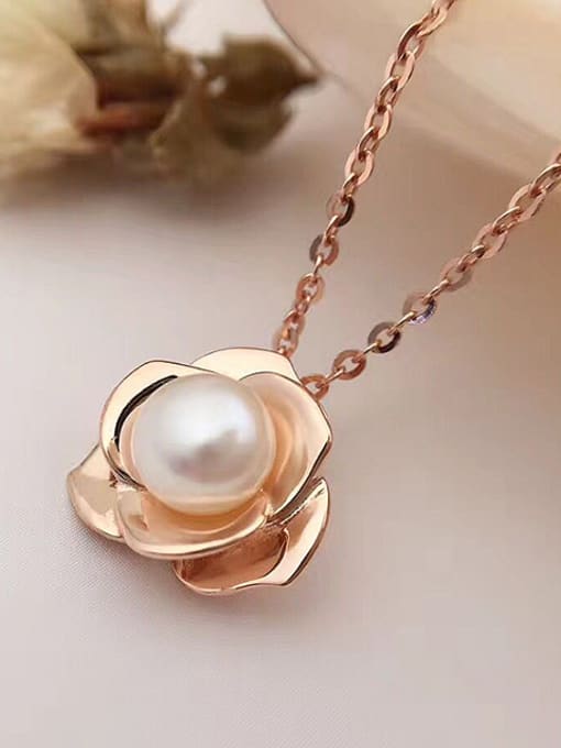 Rose Gold 2018 2018 Fashion Freshwater Pearl Flower Necklace