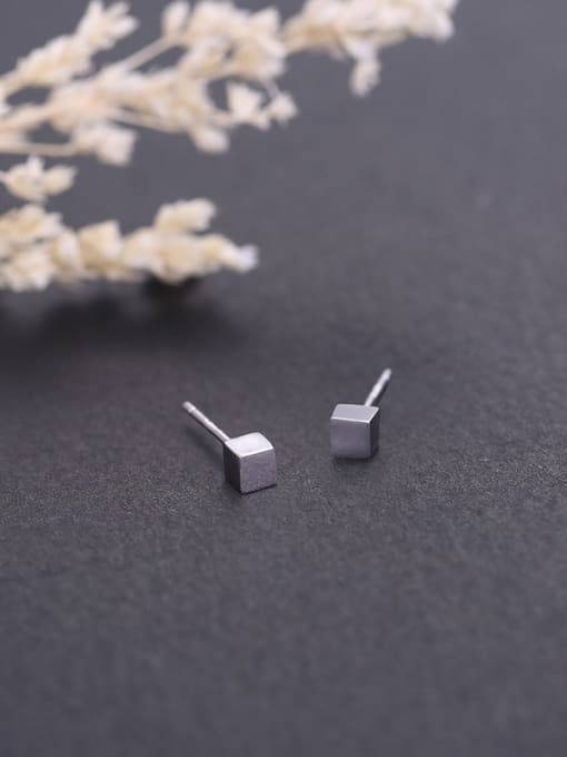 White Personality Square Shaped Stud Earrings