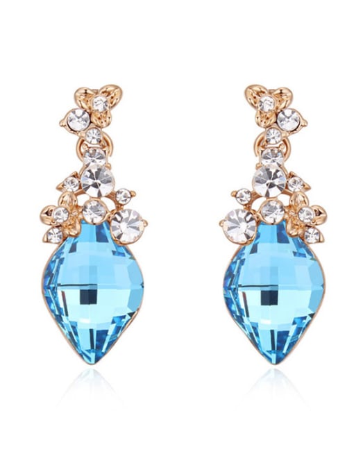 QIANZI Fashion Rhombus austrian Crystals Alloy Stud Earrings 2