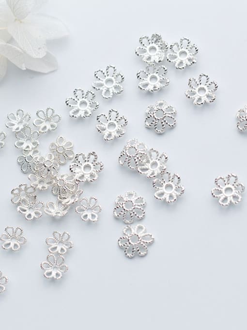 FAN 925 Sterling Silver With Silver Plated Fashion Flower Bead Caps 0