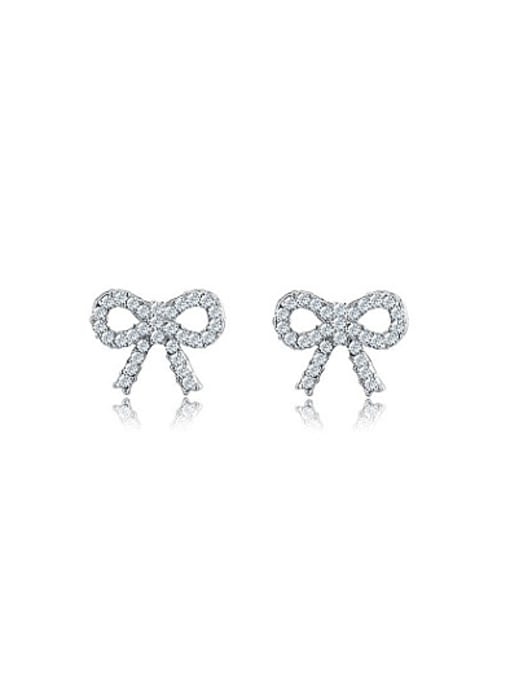 Platinum Exquisite Bowknot Shaped Crystal Stud Earrings