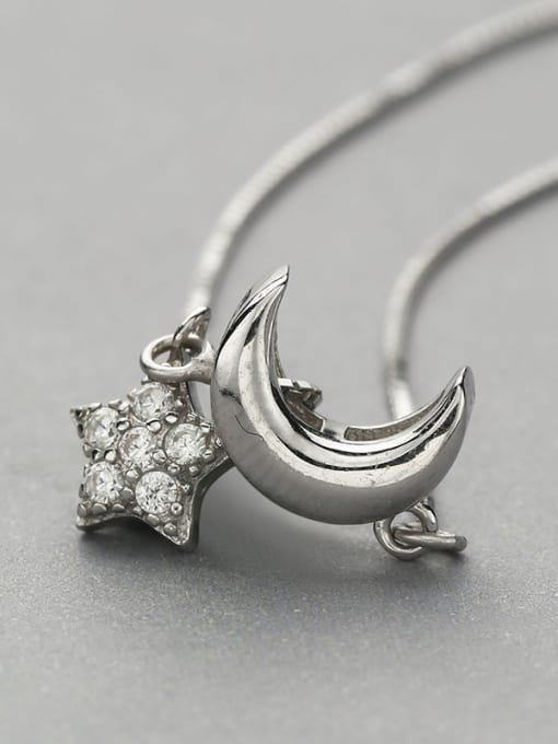 One Silver Moon And Star Necklace 3