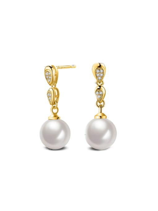Ya Heng Fashion Shell Pearls Zircons Drop Earrings 0