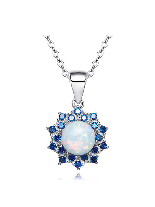 CEIDAI Fashion Opal stone Cubic Zirconias 925 Silver Flowery Pendant