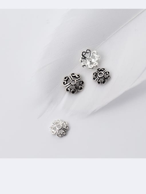 FAN 925 Sterling Silver With Antique Silver Plated Vintage Flower Bead Caps 2