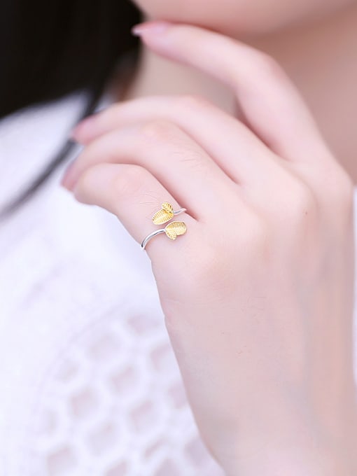 Peng Yuan Simple Gold Plated Leaves Opening Ring 1