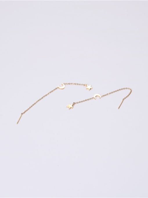 GROSE Titanium With Gold Plated Simplistic Chain Threader Earrings 4