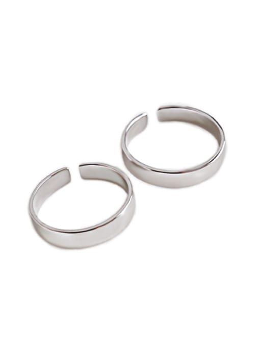DAKA 925 Sterling Silver With Platinum Plated Simplistic Free Size Rings 0