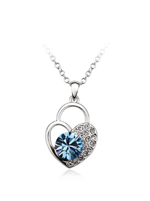 OUXI Fashion Heart shaped Austria Crystal Necklace