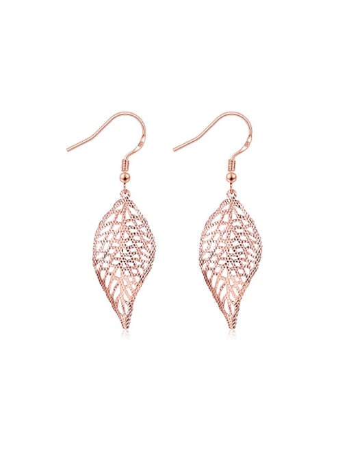 Rose Gold Exaggerated 18K Gold Leaf Shaped Stud hook earring