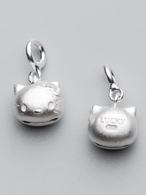 FAN 925 Sterling Silver With Silver Plated Cute kitty Charms 0